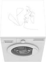 Wasmachine beschermer mat - Liefde - Relatie - Line art - Breedte 60 cm x hoogte 60 cm