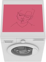 Wasmachine beschermer mat - Gezicht - Man - Line art - Breedte 55 cm x hoogte 45 cm