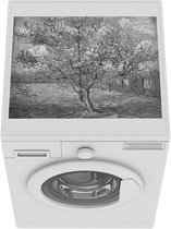 Wasmachine beschermer mat - De roze perzikboom - Vincent van Gogh - Zwart - Wit - Breedte 55 cm x hoogte 45 cm