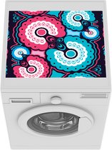 Wasmachine beschermer mat - Design - Bloemen - Roze - Blauw - Breedte 55 cm x hoogte 45 cm