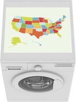 Wasmachine beschermer mat - Kleurrijke landkaart VS kleuren - Breedte 55 cm x hoogte 45 cm