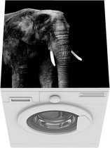 Wasmachine beschermer - Wasmachine mat - Olifant - Dieren - Zwart - Wit - 60x60 cm - Droger beschermer