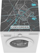 Wasmachine beschermer mat - Plattegrond - Coevorden - Grijs - Blauw - Breedte 60 cm x hoogte 60 cm - Stadskaart