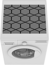 Wasmachine beschermer mat - Hexagon - Geometrisch - Zwart - Wit - Breedte 55 cm x hoogte 45 cm