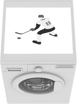 Wasmachine beschermer mat - Een ijshockeyspeler met nummer 11 in een illustratie - zwart wit - Breedte 55 cm x hoogte 45 cm