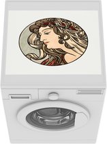 Wasmachine beschermer mat - Vrouw - Art nouveau - Pastel - Breedte 55 cm x hoogte 45 cm