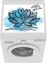 Wasmachine beschermer mat - Waterverf illustratie van een blauwe lotus - Breedte 55 cm x hoogte 45 cm