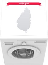 Wasmachine beschermer mat - de grijze kaart van Saint Lucia met een rood lint - Breedte 60 cm x hoogte 60 cm