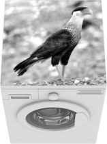 Wasmachine beschermer mat - Een kuifcaracara vervaagde achtergrond - zwart wit - Breedte 60 cm x hoogte 60 cm