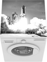 Wasmachine beschermer mat - Het opstijgen van een spaceshuttle - zwart wit - Breedte 60 cm x hoogte 60 cm