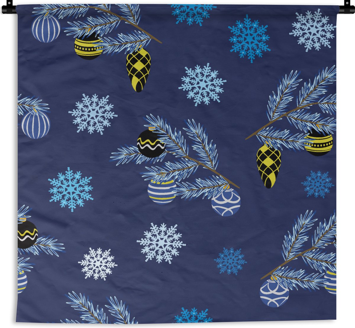 Tapisserie Murale Noël Jorisa - Motif Lune Et Flocons, 200x150 Cm, Tissu Polyester