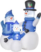 Homcom bonhomme de neige famille décoration auto-gonflable LED avec ventilateur bleu 844-169