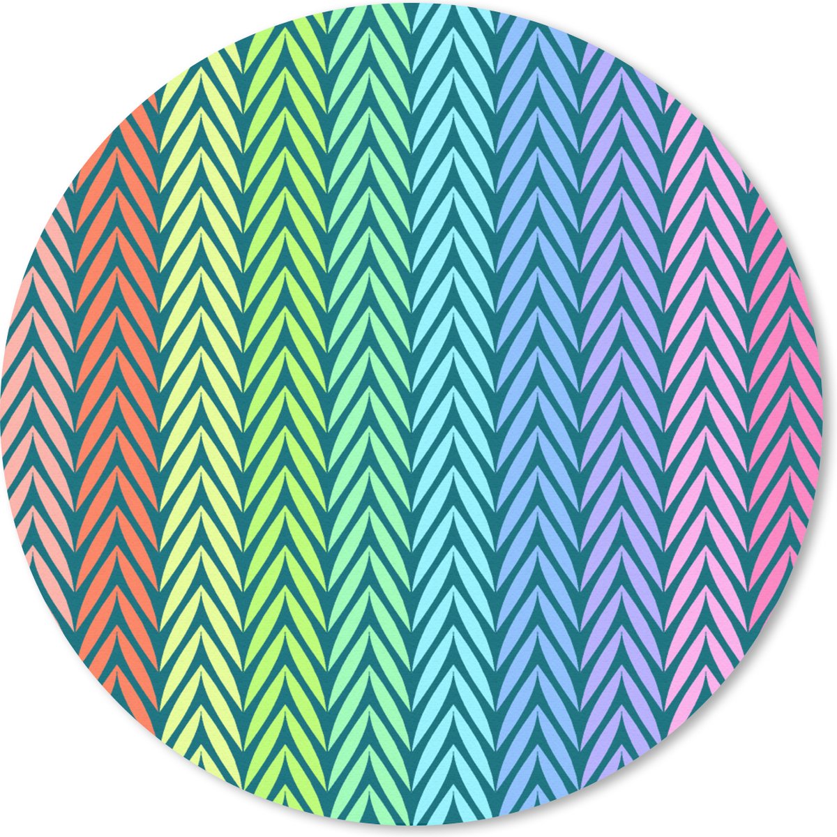 Muismat rond 20x20 cm - Mousepad Regenboog - Patroon - Pastel - Ronde muismatten