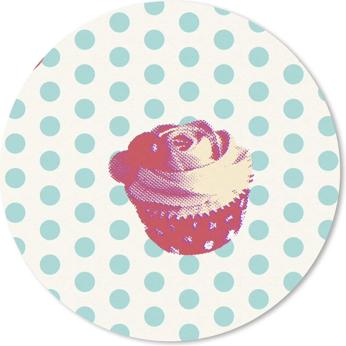 Muismat rond 40x40 cm - Mousepad Patronen - Cupcake - Eten - Ronde muismatten