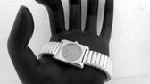 Hetty'S - Modern strak horloge - geheel echt zilver - vierkante  klok - flex band