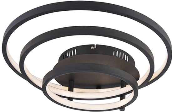 QAZQA rondas - Moderne LED Dimbare Grote plafondlamp met Dimmer - 1 lichts - L 770 mm - Zwart - Woonkamer | Slaapkamer | Keuken