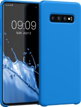 kwmobile telefoonhoesje geschikt voor Samsung Galaxy S10 Plus / S10+ - Hoesje met siliconen coating - Smartphone case in stralend blauw