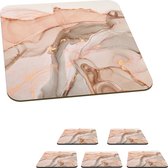 Onderzetters voor glazen - Marmer - Roze - Rosé - 10x10 cm - Glasonderzetters - 6 stuks