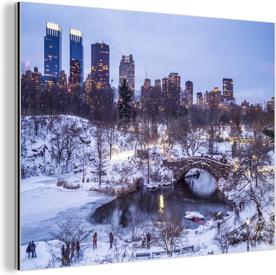 Wanddecoratie Metaal - Aluminium Schilderij - New York - Central Park - Winter