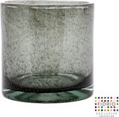 Design Vaas Cilinder - Fidrio GREY BUBBLES - glas, mondgeblazen bloemenvaas - diameter 17 cm hoogte 18 cm