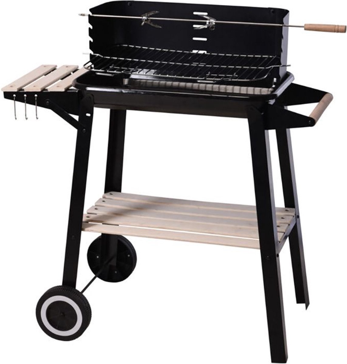 Oneiro’s Luxe Verrijdbare Barbecue - met zijtafel - L83 x B46 x H87 cm - zomer - grillen - tuin - koken – tafelen
