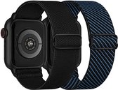 2 Stuks | Vervangende Bandje geschikt voor Apple Watch SE (38 mm)/Series 1 (40mm)/Series 1/2/3 (38mm)/Series 2 (40mm)/Series 3 (38mm)/Series 4 (40mm)/Series 5 (40 mm)/Series 6 (40mm) - Metaal/Nylon - Blauw