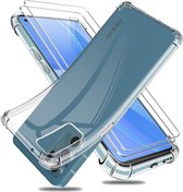 HB Hoesje Geschikt voor Oppo A96 Transparant & 2X Glazen Screenprotector - Anti Shock Hybrid Back Cover