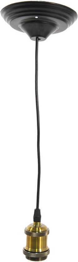 LumiLamp Cord pendant 150 cm E27/max 1*60W Or, Zwart Plastique Lampe à suspension Lighting pendant