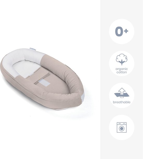 Doomoo Cocoon - Babynestje - Organisch Katoen - 74 x 46 cm - Tetra Jersey Sand