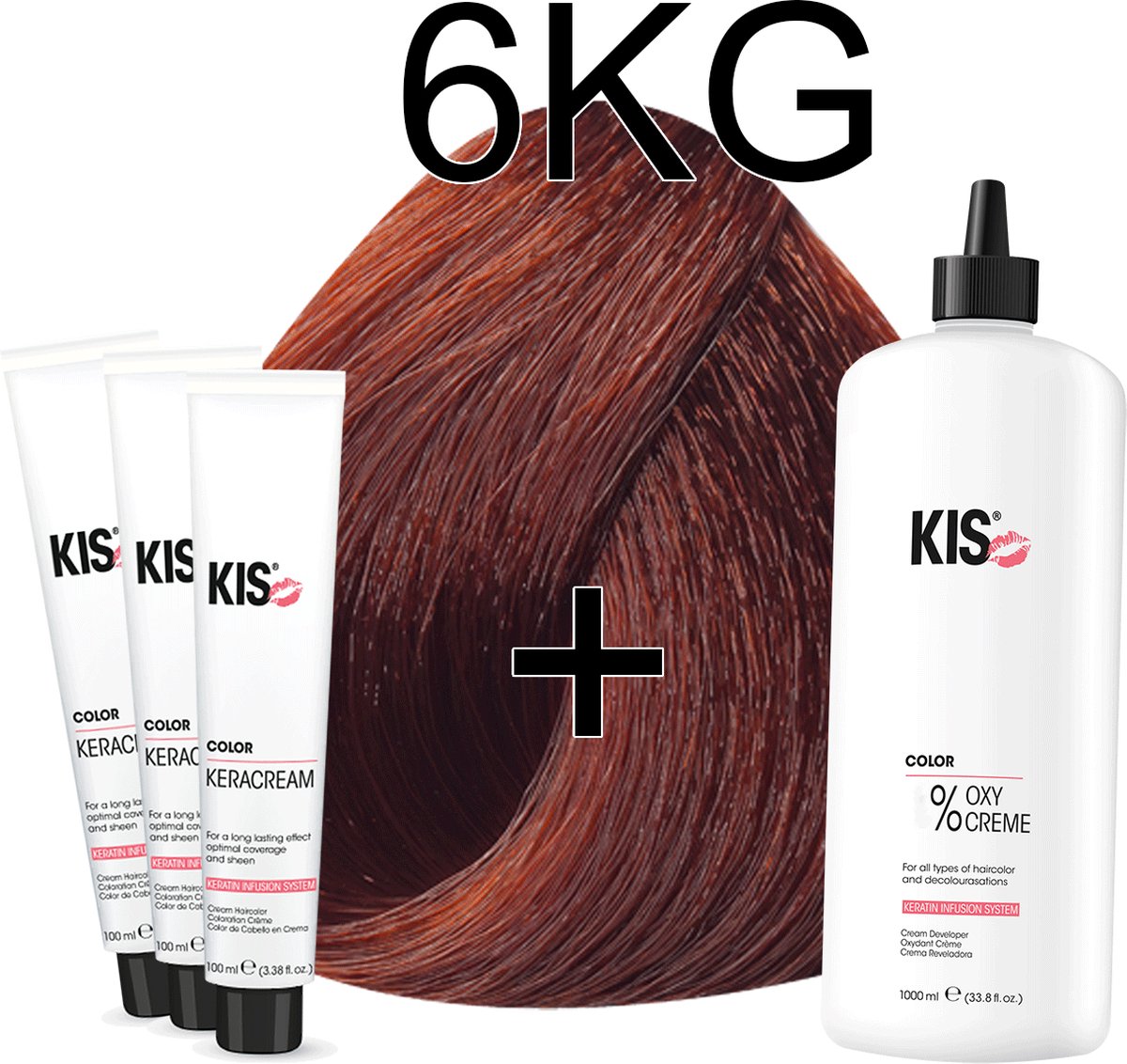 Haarverf set LARGE - 6KG Donker koper goudblond | KIS - (3 x haarverf & 1L watersofperoxide)