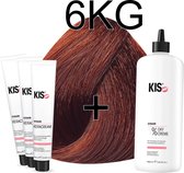 Kis KeraCream Color - 100ml - Haarverf Set - 6KG Donker koper goudblond | KIS - (3 x haarverf & 1L waterstofperoxide)