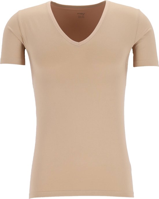 T-shirt fonctionnel Mey Dry Cotton (pack de 1) - T-shirt homme coupe slim col V profond - Beige - Taille: S