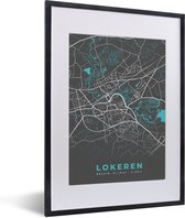 Cadre photo avec affiche - Plan de la ville - Grijs - Carte - Lokeren - België - Carte - 30x40 cm - Cadre pour affiche