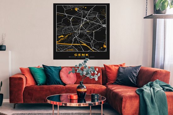 Poster City Map - Map - Genk - Map - Or - 100x100 cm XXL