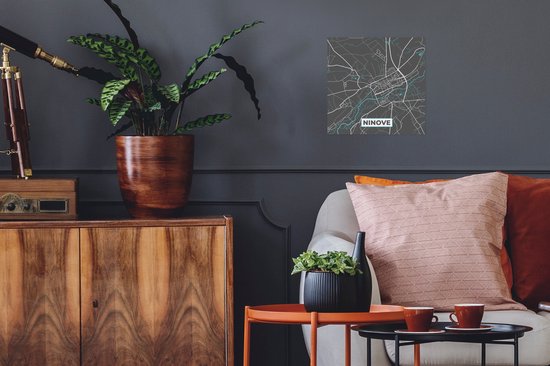 Affiche België – Ninove – Plan de la ville – Carte – Blauw – Carte - 30x30 cm