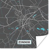 Poster België – Zinnik – Stadskaart – Kaart – Blauw – Plattegrond - 50x50 cm