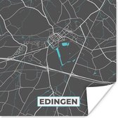 Poster Stadskaart – Grijs - Kaart – Edingen – België – Plattegrond - 30x30 cm