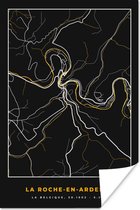 Poster Kaart - La Roche-en-Ardenne - Black en gold - Stadskaart - Plattegrond - 80x120 cm