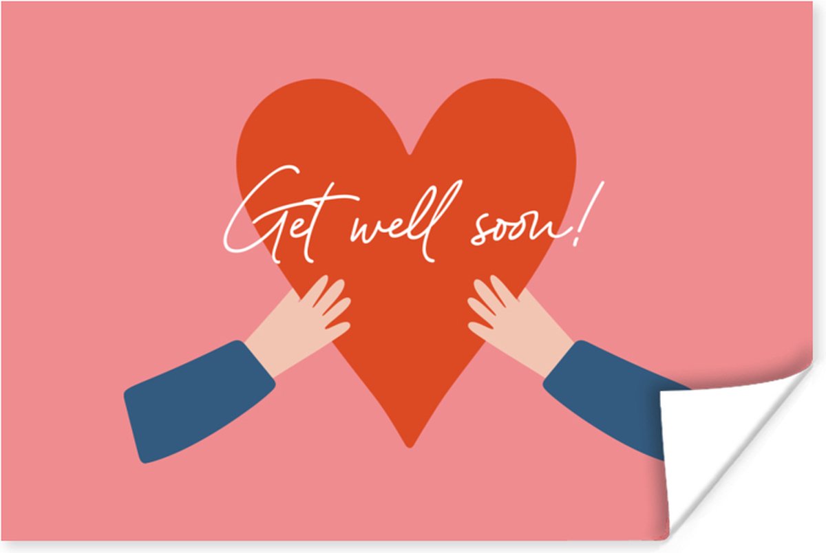 Poster Sterkte - Quotes - Roze - Hand - 30x20 cm