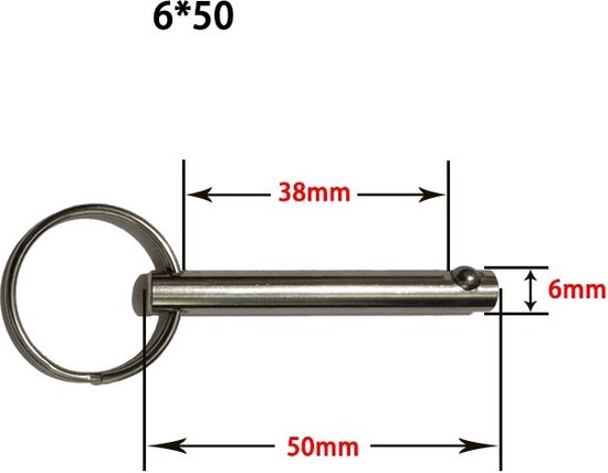 Foto: Zekeringspen borgpen staal borgclip kogelpen m6 50mm