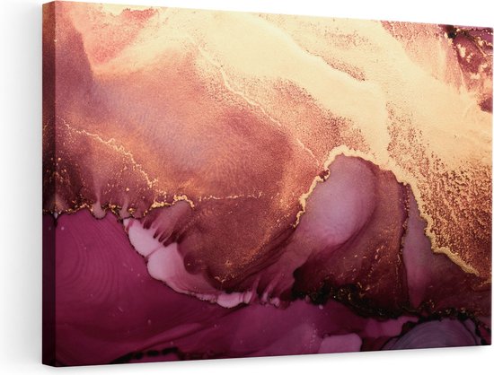 Foto: Artaza canvas schilderij abstracte kunst luxueuze roze gouden marmer 90x60 foto op canvas canvas print muurdecoratie