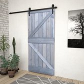 Schuifdeur met beslag 90x210 cm massief grenenhout grijs