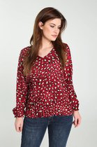 Cassis Dames Hemd met plooitjes en dierenhuidprint - Blouse - Maat 42