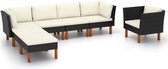 7-delige Loungeset poly rattan en eucalyptushout zwart