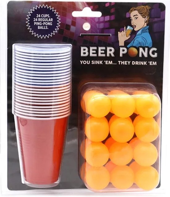 Thumbnail van een extra afbeelding van het spel biergame - beerpong - beerpong spel - bierpong - drankspel - 24 cups - 24 ballen