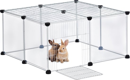 Relaxdays konijnenren met dak - binnen en buitenren met deur - 37 x 75 x 75  cm - knaagdier | bol.com
