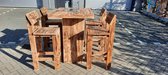 Vuurtafel Sta tafel set "Celebration" van Douglas BurnD hout 80x120cm - 5 delige set - Kruk back