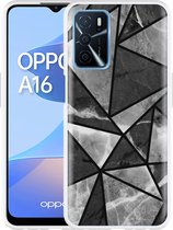 Oppo A16 / A16s Hoesje Polygon Marmer Grijs - Designed by Cazy