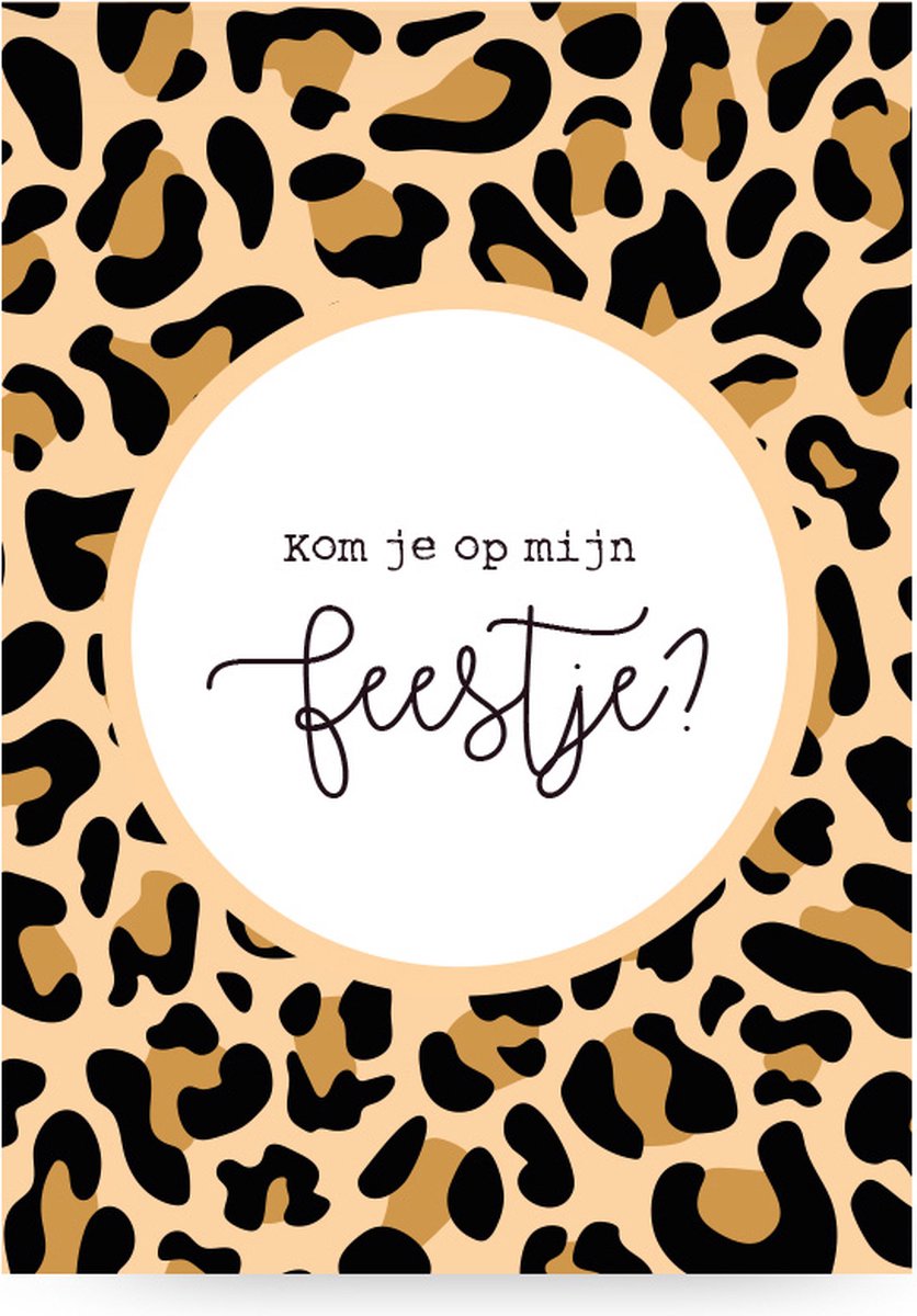 Uitnodigingen 8x - Kinderfeestje - Partijtje - Panterprint