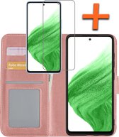 Samsung Galaxy A53 Hoesje Bookcase Met Screenprotector - Samsung Galaxy A53 Screenprotector - Samsung Galaxy A53 Book Case Met Screenprotector rose Goud